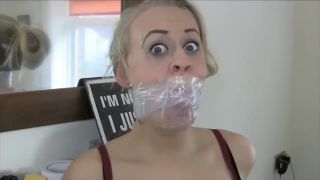 Asian Babes Ball + Clear Tape Self Gagged Blonde Black Dick