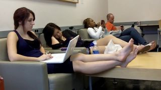 Home Voyeur Filming Tired Womens Sensitive Feet And Toes At The Airport CoedCherry
