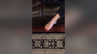 Blow Job Wife With Orange Toe Nails Giving Me A Sloppy Footjob & Intense Ha Spycam