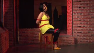 Spy Chairtied And Ballgagged In Yellow - Monica Harris Small Tits Porn