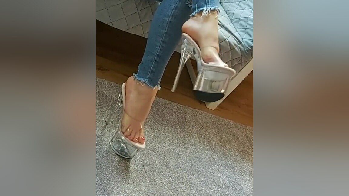 Sola Jeans And Clear Platform Heels Exposed - 1