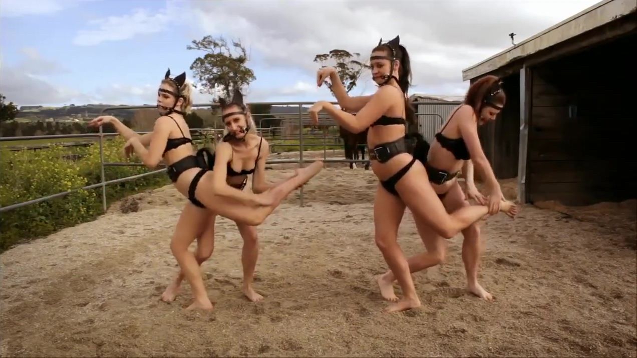 Hairy Four Sexy Ponygirls Dancing Morena