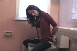 Little Roped And Tape-gagged In The Rest Room Tight Pussy Fucked
