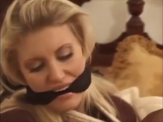 Vibrator Blonde Milf Ball-tied Cleave-gagged On The Bed Top - 1