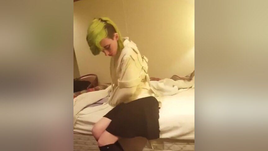 Hairypussy Green Hair Girl Fake Tits