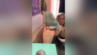 Teenie Amateur Blonde Removes Her Dirty Socks And Reveals Her Pretty Feet Bondage
