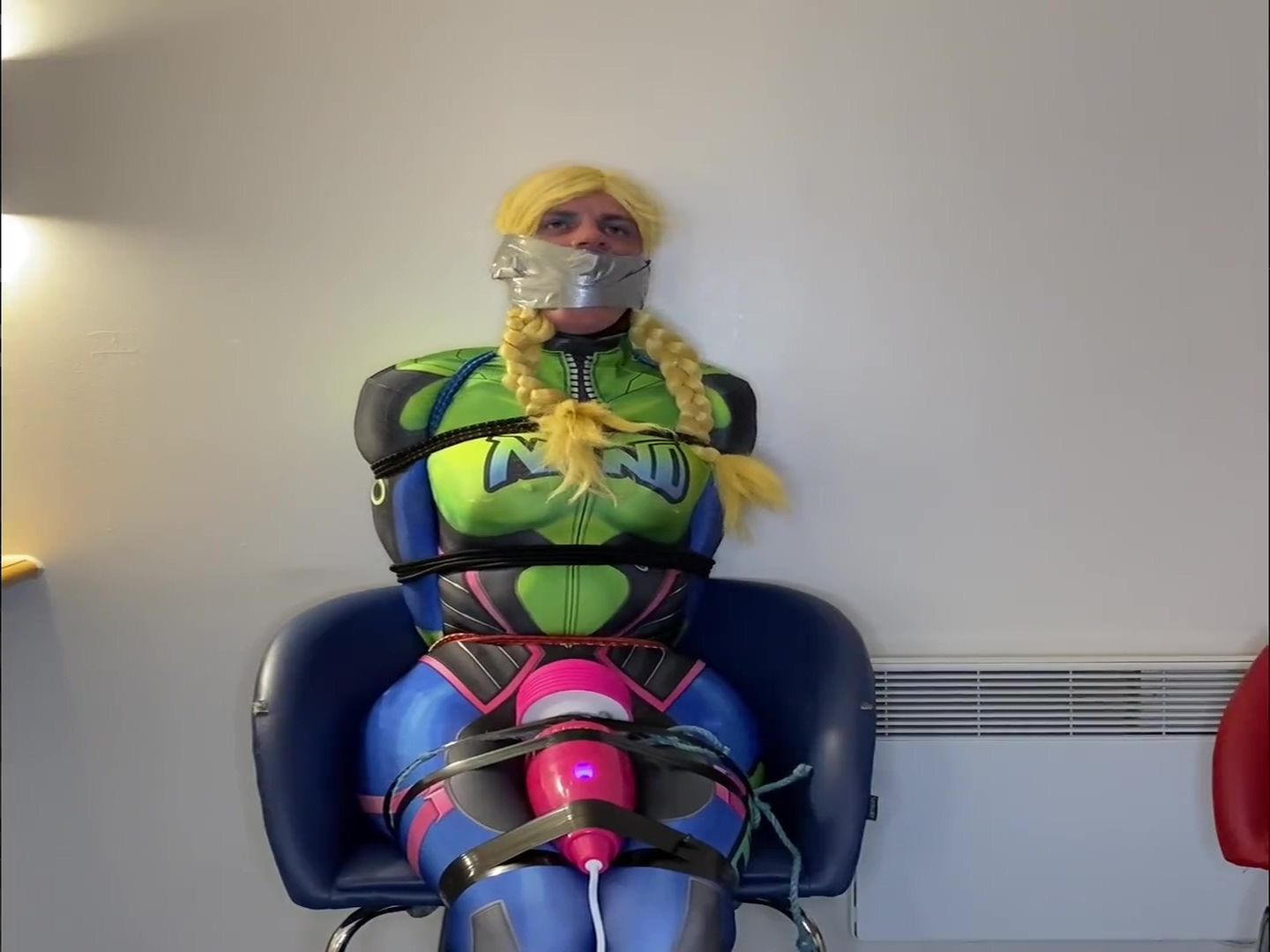 Shecock Cd Bound, Gagged And Cumming In Costume - D Va Head