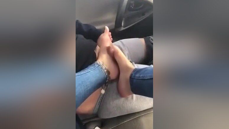 DirtyRottenWhore Using My Sexy Amateur Feet On My Boyfriends Tiny Dick In The Car Grandpa - 1