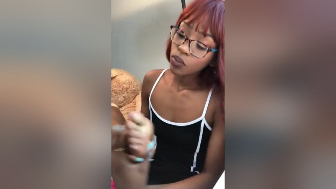 Futa Redhead Black Chick With Glasses Kisses Her Own Ebony Feet Bibi Jones