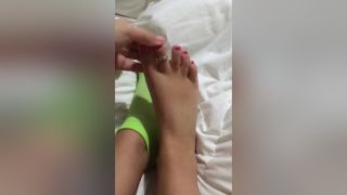 Bubble Revealing My Pretty Amateur Feet And Toes With Red Nail Polish Petite Teenager