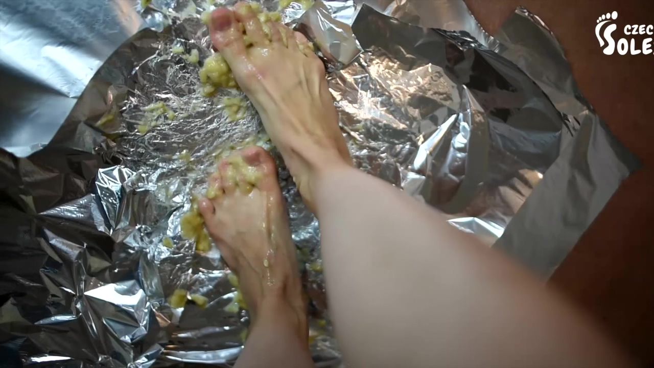 HD Porn Long Legged Woman Mashing Bananas With Her Huge European Feet Korean