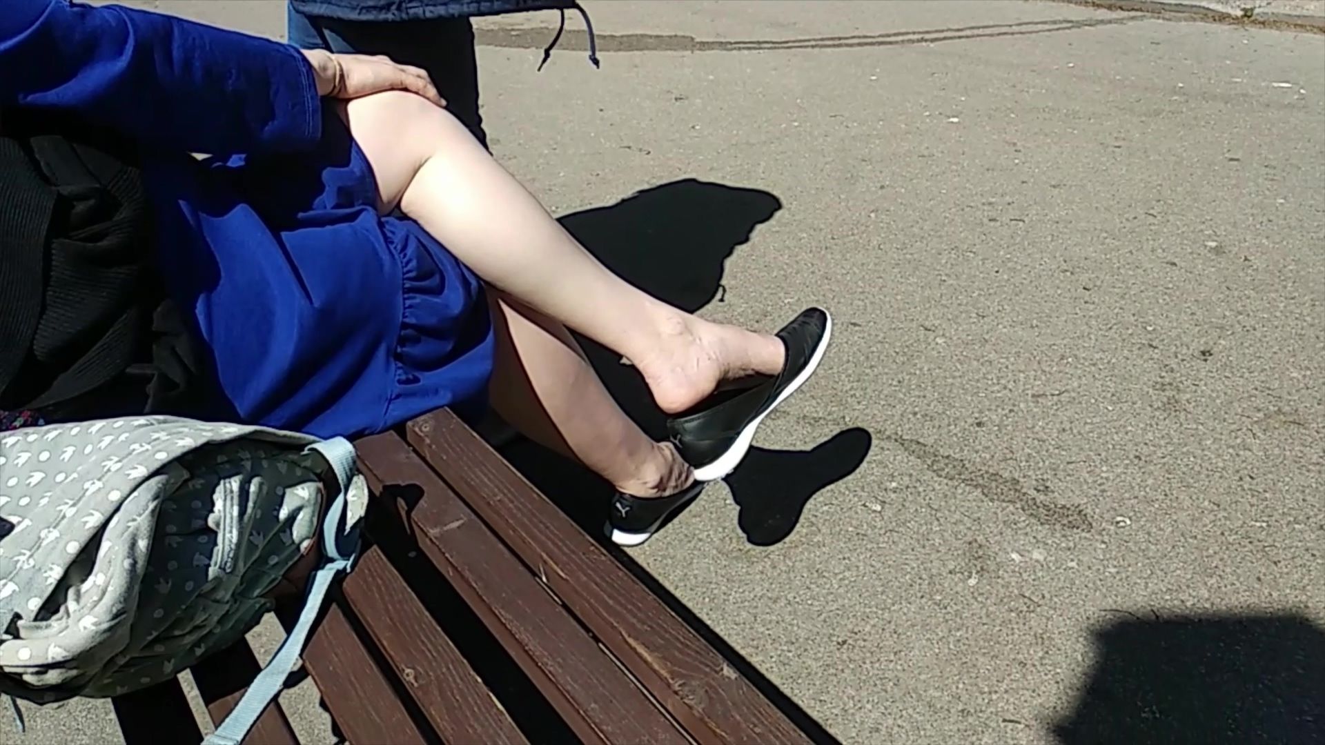 Small Amateur Girl Gets Filmed Dangling Her Flat Shoes In Public Twink - 1