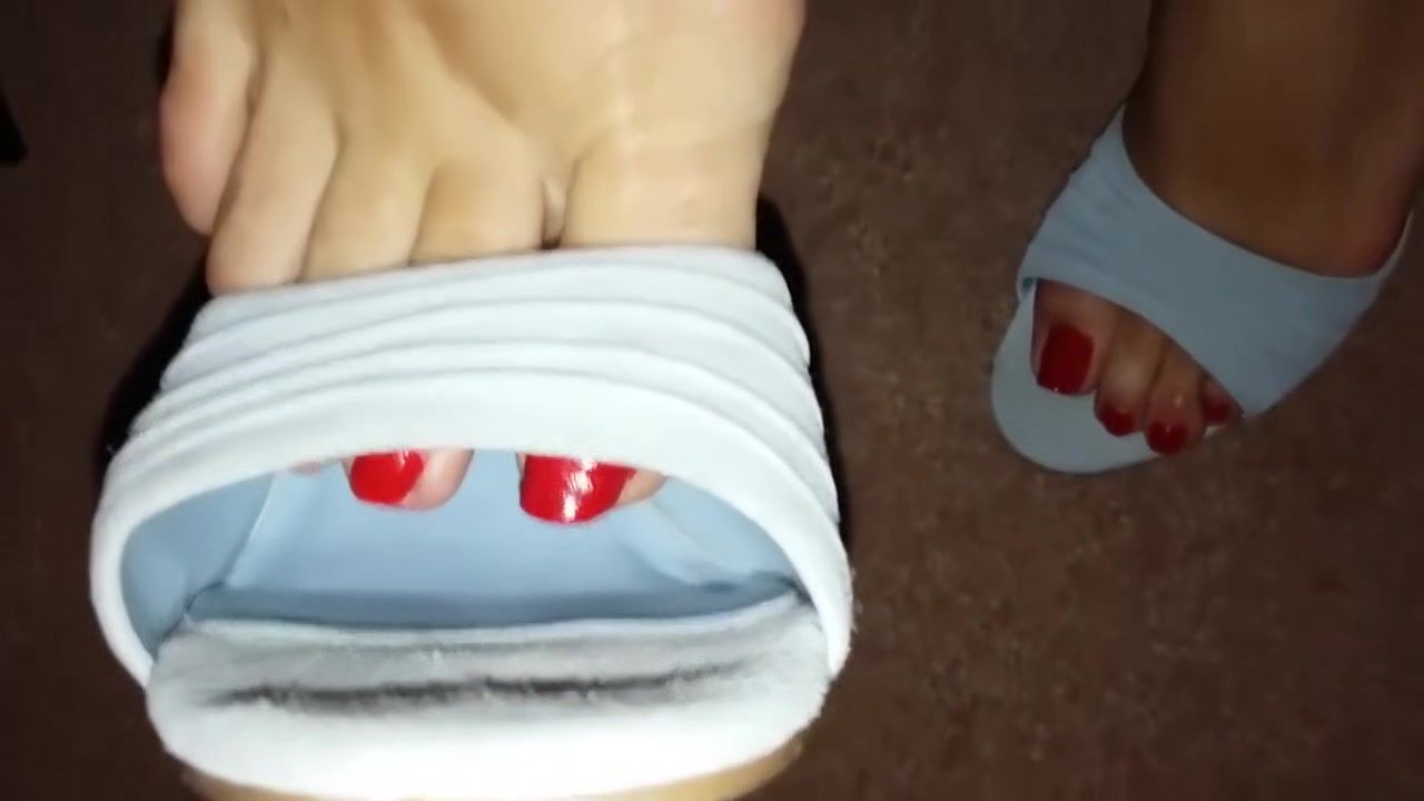 Hot Pussy Mistress With Sexy Red Toe Nails Trying On Different Pair Of Shoes Feet