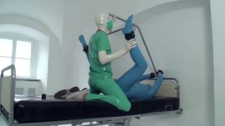 CamPlace Sex With Blue Latex Doll Bound In Bed Amateur Porn