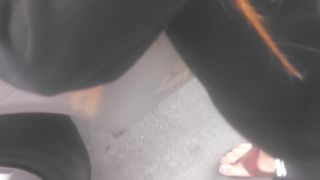 Linda Pretty Asian Feet In Black Flip Flops Leggings
