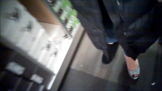 Double Penetration Trying On Shoes In A Womans Shoe Store Tugging