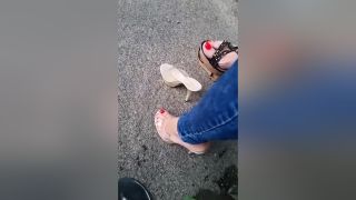 Sperm Changing Shoes In Blue Jeans.. Showing Off Her Shoe...