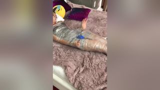Hardcore Webcam Girl Mummified In Cling Film Police