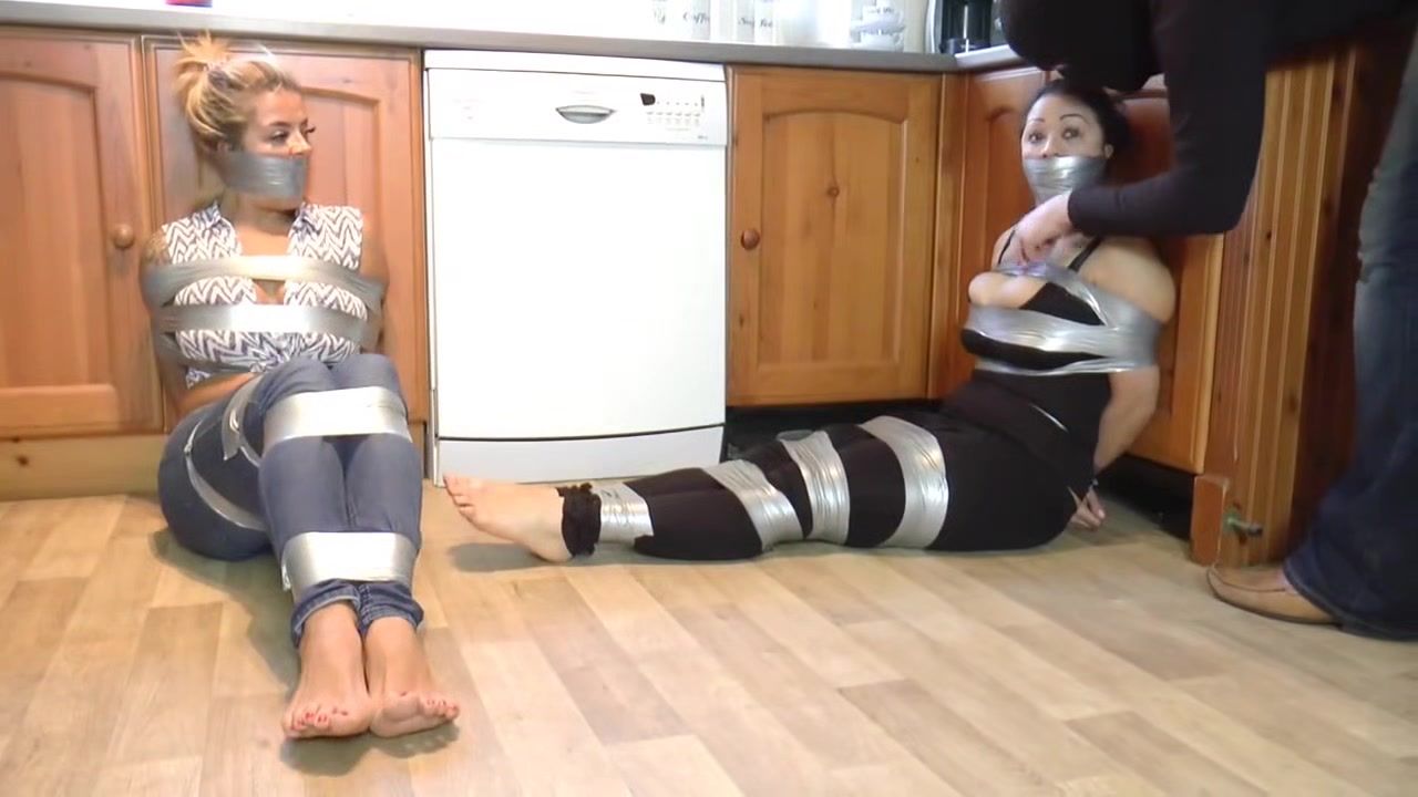 Naked Duct Tape Bondage In Kitchen Shemale Sex