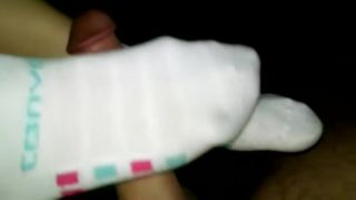 Lovers Guy With A Long Hard Penis Receives A Spectacular Sockjob From An Amateur Babe Moaning