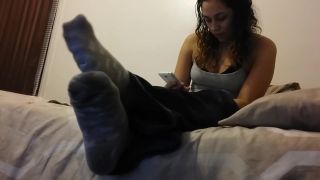 Big Penis Curly Haired Latina Has Socks On Her Sexy Feet While Chilling In Bed HibaSex