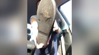 Exhibition Sexy Girl In Jeans Takes Off Her Shoes And Socks In The Car And Massages Her Feet Porno 18