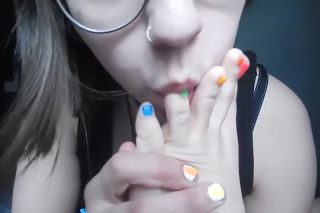 Fuck For Money Nerdy Teen Licking Her Colorful Toe Nails On Her Private Cam Show Great Fuck