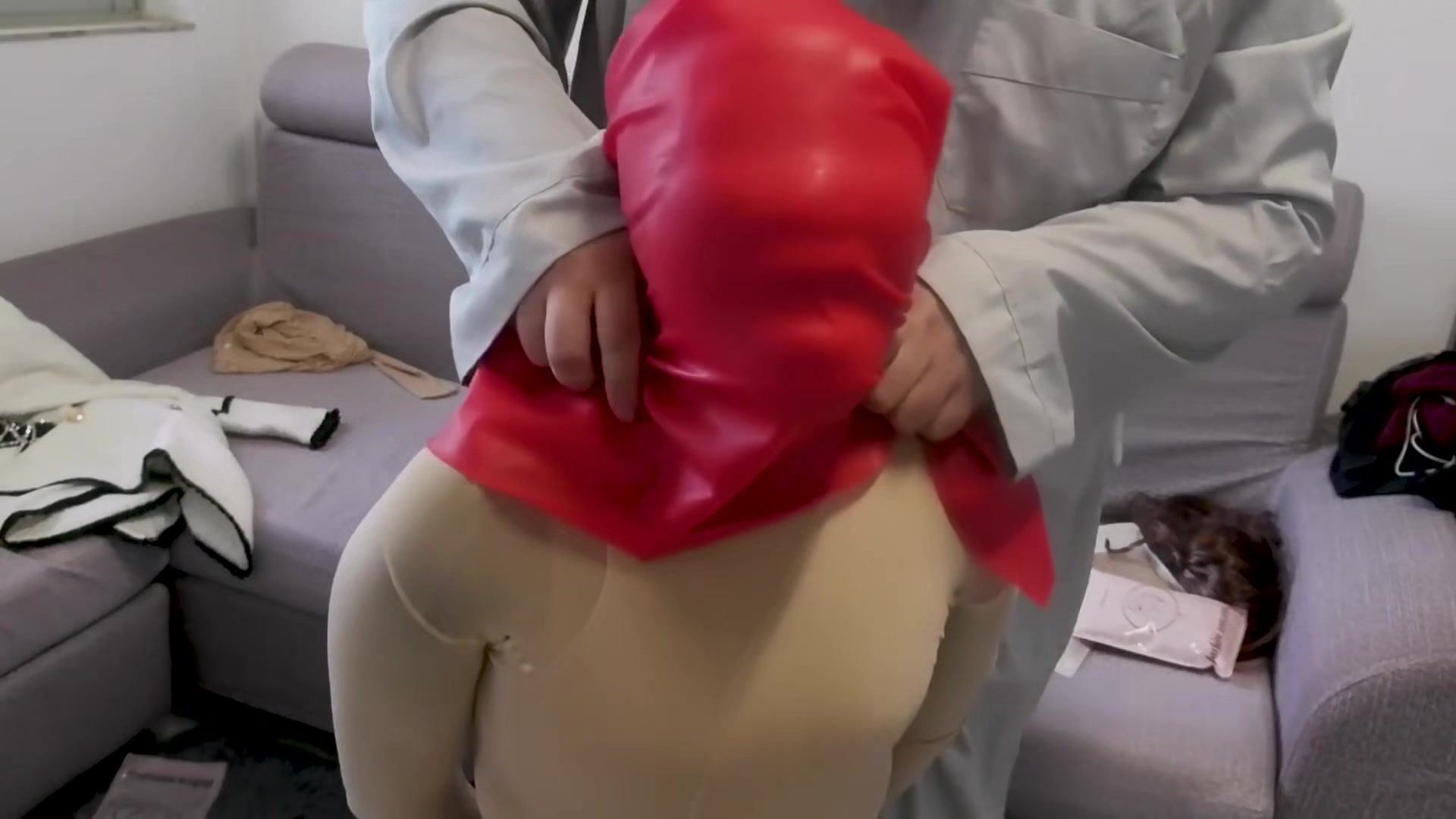 Juicy Chinese Pantyhose Encasement & Breathplay Bigcock - 1