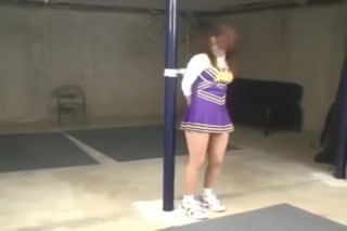 Workout Cheerleader Bound And Caged Up Licking Pussy