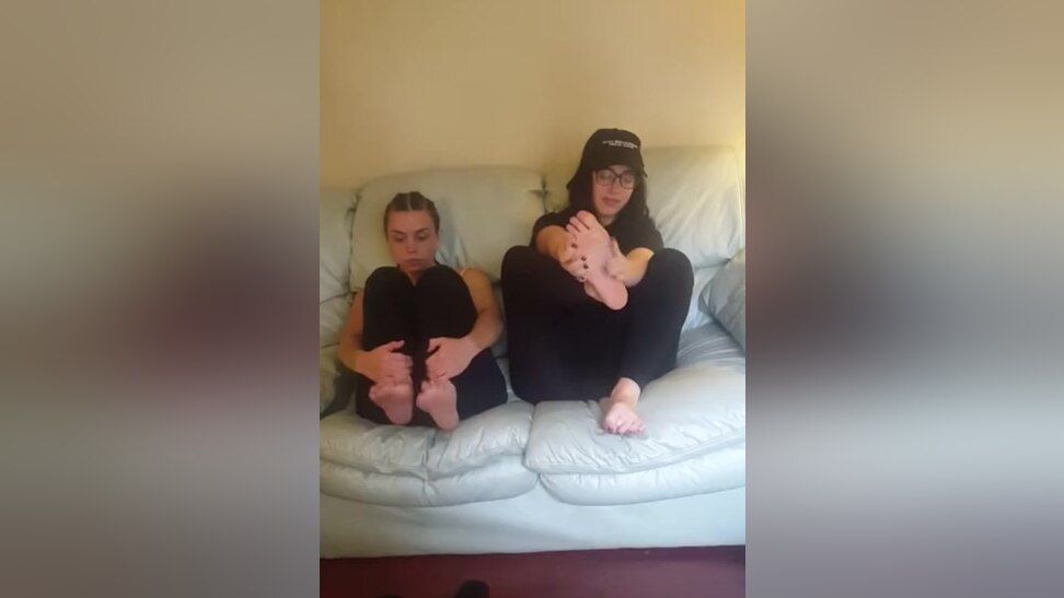 Qwebec Teenage Girlfriends In Black Outfits Showing Off Their Delicious Feet Together HD Porn