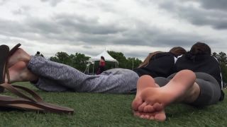 Redhead Dirty Voyeur Captures Two Smoking Hot College Babess Feet Outdoors Flogging
