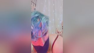 Pervert Blue Hair Pixie - 3 Socks Girl Sucking Dick