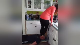 Dominant Amateur Housewife Slapping Her Mans Face With Her Feet In The Kitchen Highschool