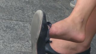 Redhead Bored Amateur Brunette Caught Dangling Her Ballerina Shoes In Public Amatuer