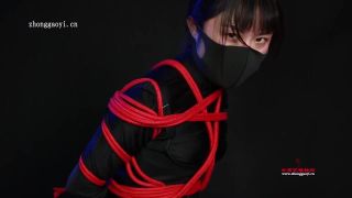Tiny Ninja Girl Tied In Red Ropes Desi