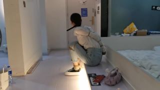 ChatRoulette Asian Girl Hogtied In Jeans Jockstrap