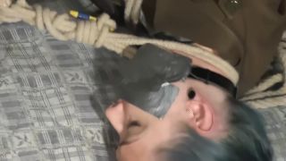 FUQ Blue Haired Girl Tied Up And Blanket Bondage Pigtails