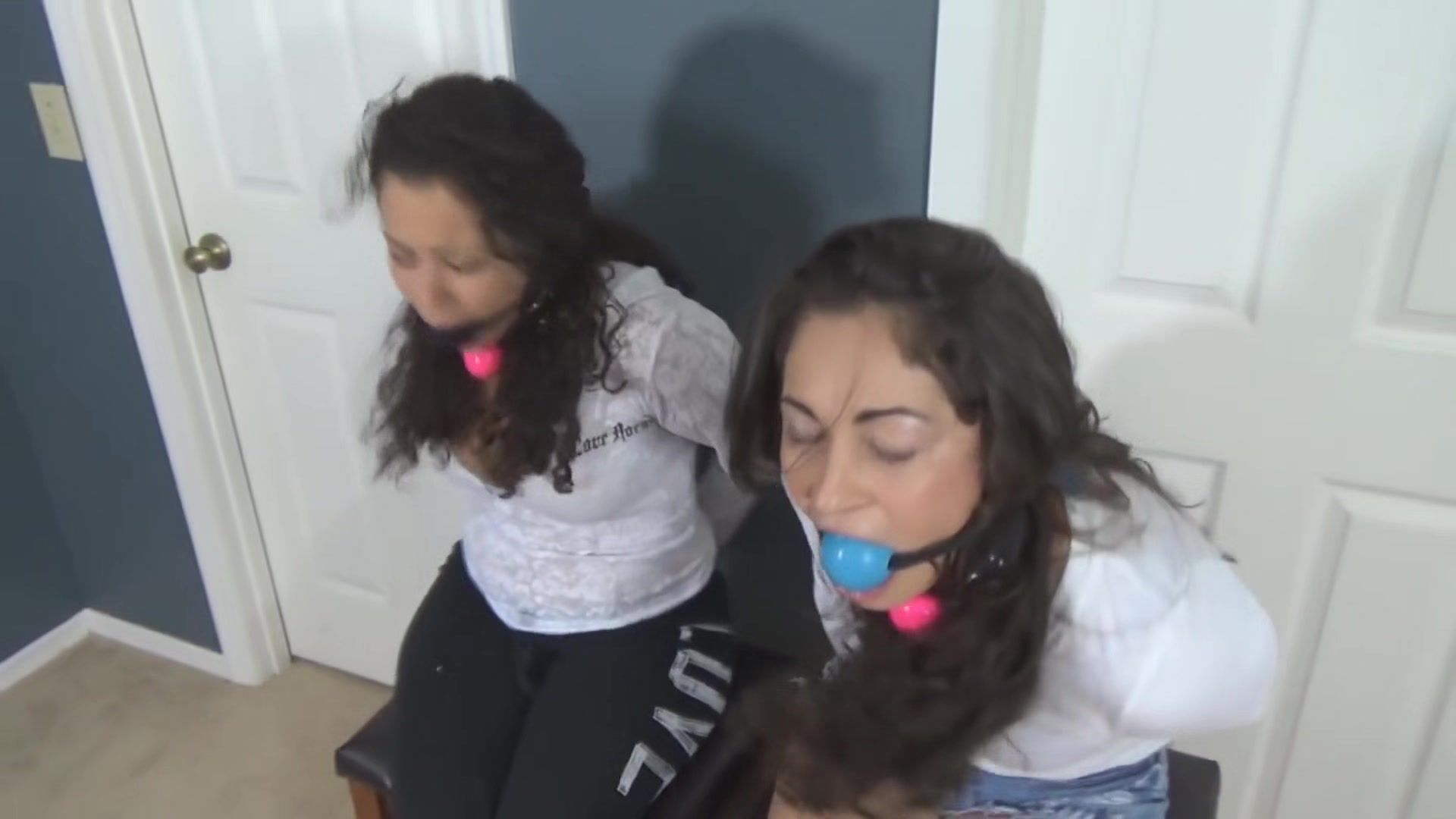 Blows Two Helpless Sluts Frustrated By Big Ball Gag Moreno