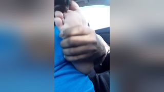 Naughty Black Pervert Licking And Sucking Asian Grannys Mature Toes In The Car Fingering