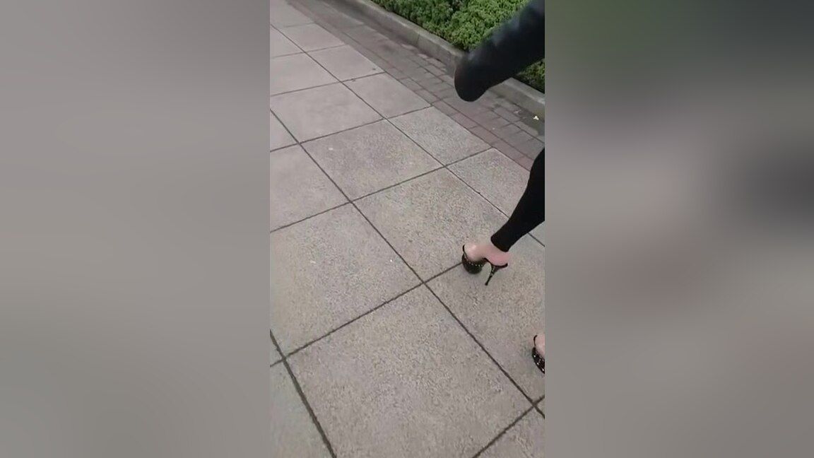Stockings Sexy Local Stripper Caught Walking In Public In Sexy Platform Heels Morocha