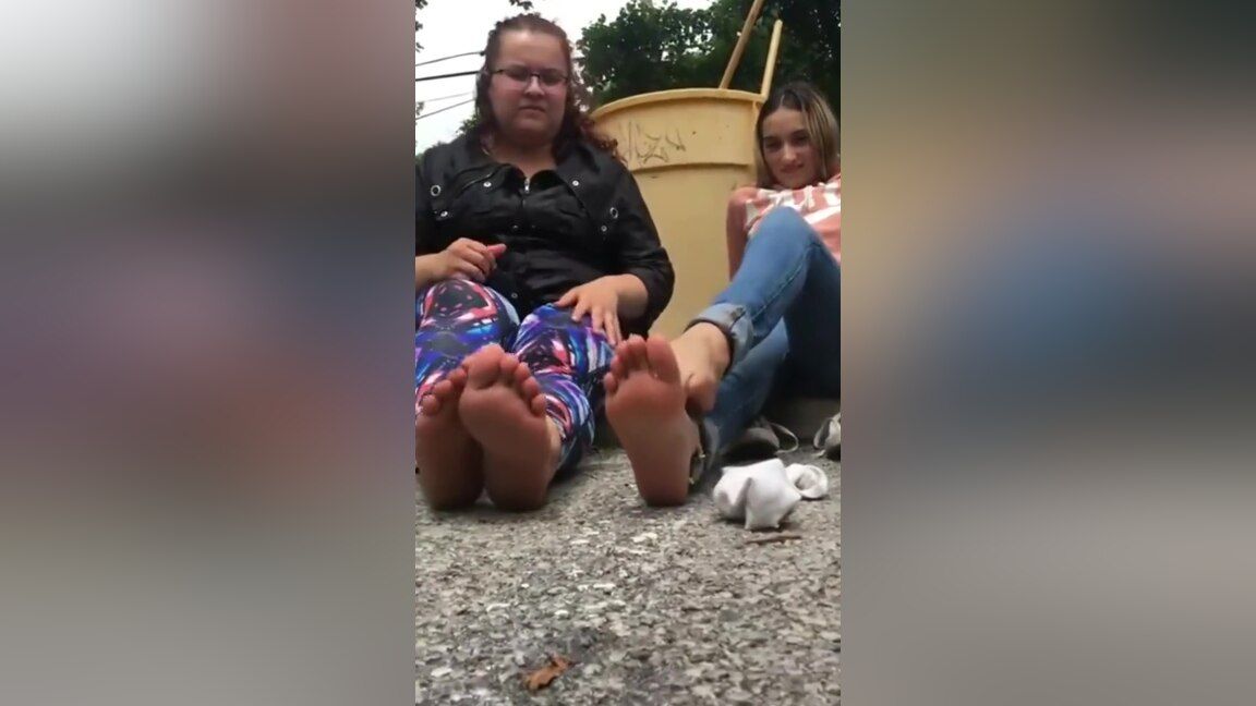 MyCams Amateur Girlfriends Sitting On The Ground In Public Showing Off Their Hot Feet Fuck Porn - 1