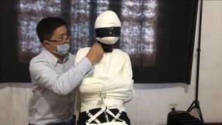 Round Ass Cute Asian In Straightjacket And Collared Assfingering