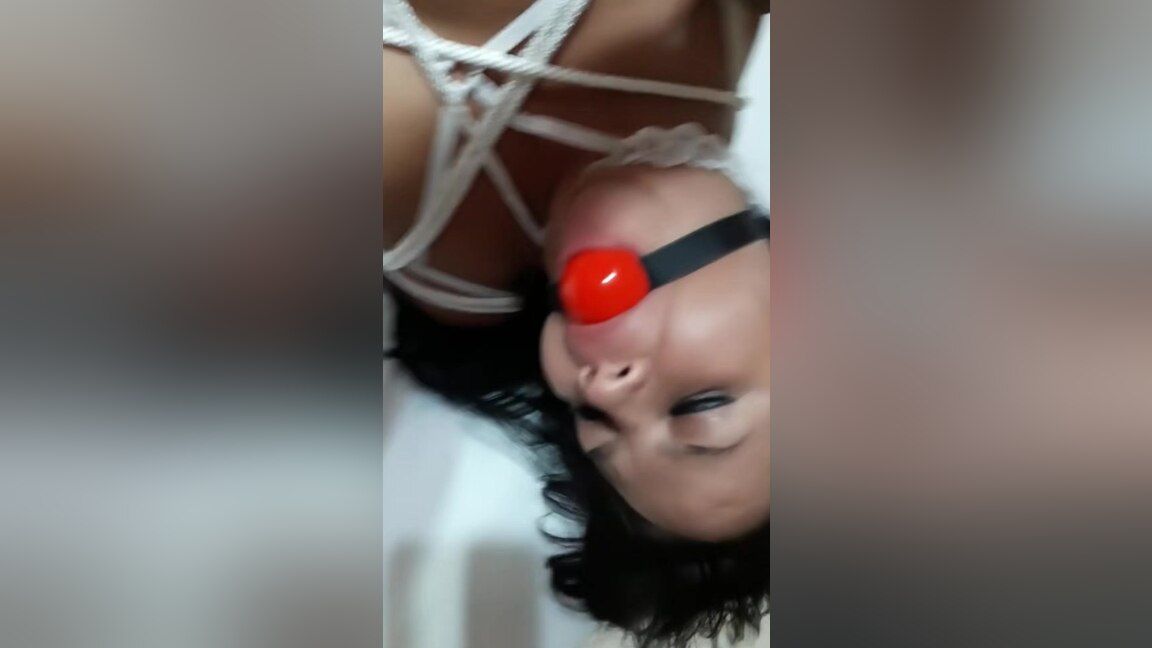 Neswangy Latina Hogtied In Bed Gag
