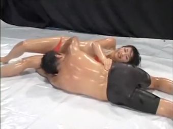 Curious Mixed wrestling-oil Wet Pussy