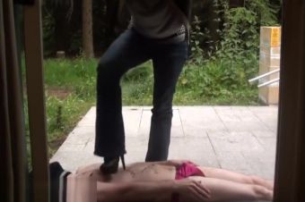 Big Boobs Trampling with Boots and Jeans Corrida