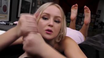 Tiny Titties Petite Blonde Natalia Queen Edges and Milks a dick in The Pose Gonzo