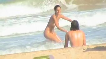 Double curly nudist out of sea Masseur