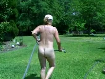 Tiny Tits Nude in the Yard Blowjob porn