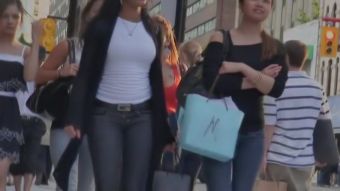 Hot Brunette Pretty Asian wenches engage in public candid...