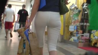 Punish Hot tight and white pants caught on a spy camera Lezdom